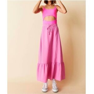 NWT Lisa Todd Pink Pool Party Gauzy Cotton Maxi Skirt